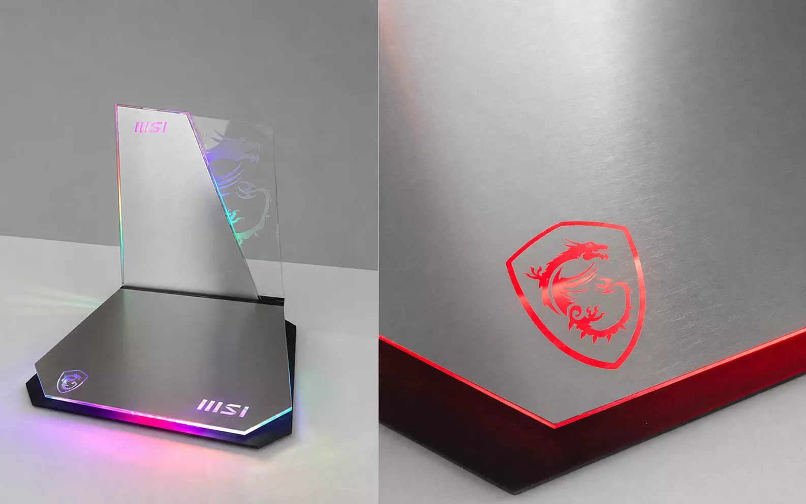 Демонстрационный стенд MSI из металла и прозрачного акрила с подсветкой